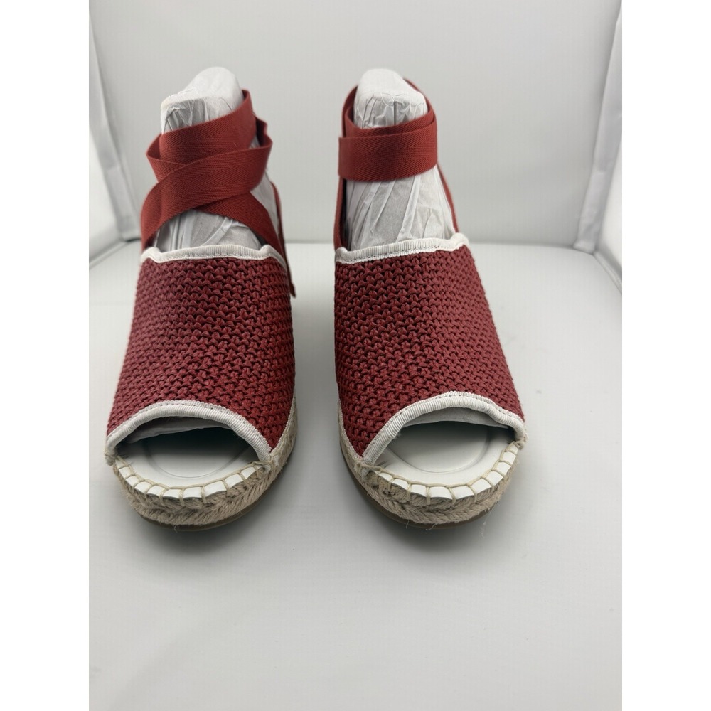 Pretty Franco Sarto size 10 red Sierra red ankle tie wedge sandals women NIB